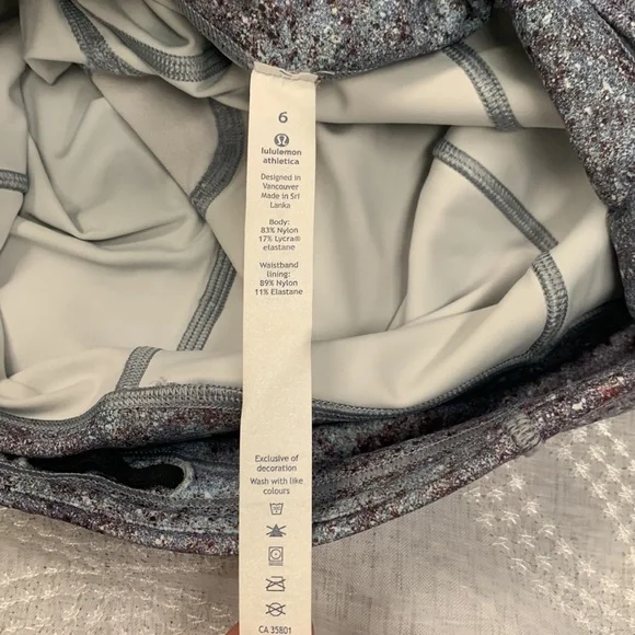 LULULEMON Stone/ Pink Paint Splattered Wunder Under Hi Rise Leggings Size 6 - Picture 12 of 14